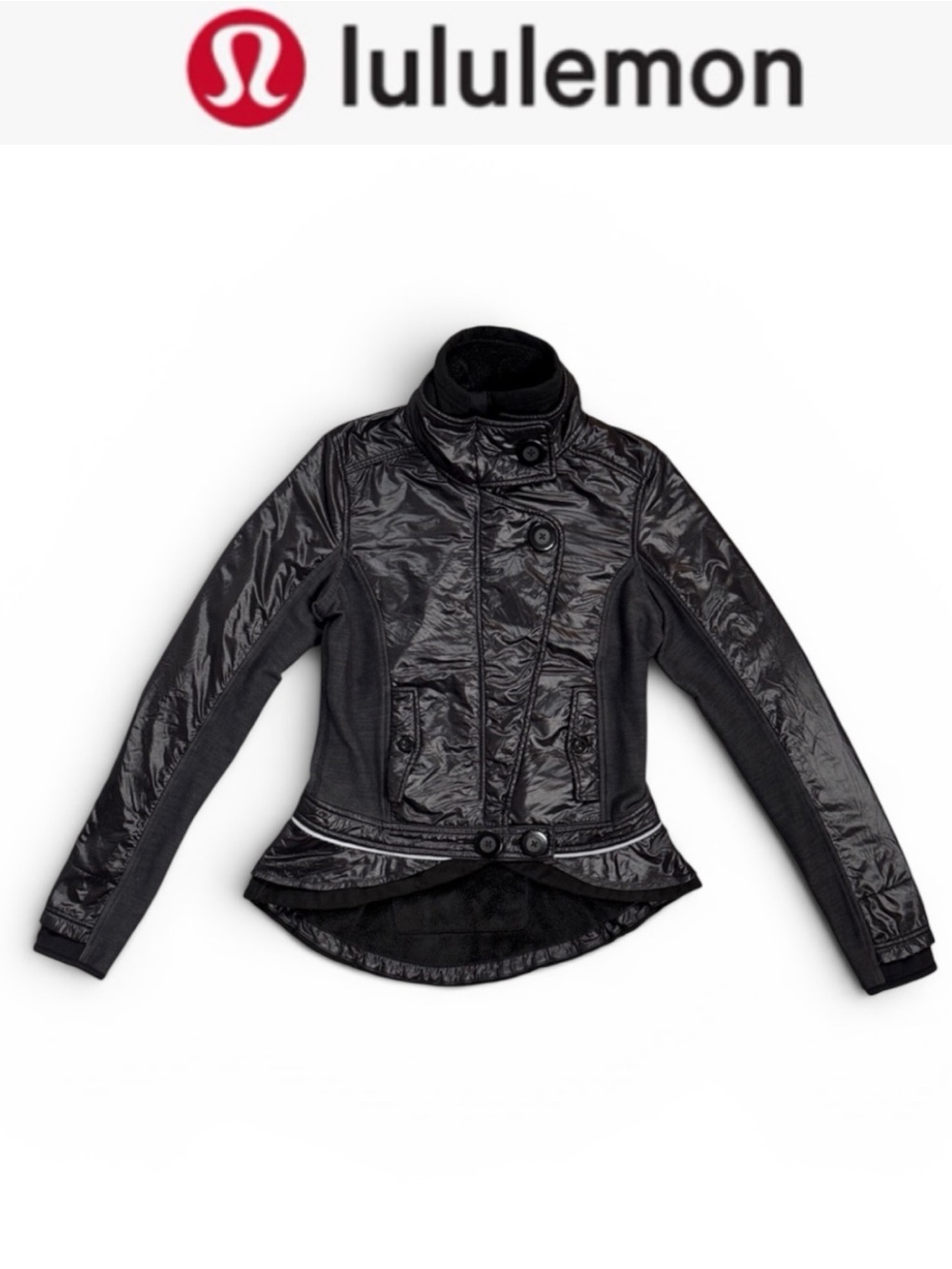 LULULEMON PEDAL POWER JACKET BLACK REFLECTIVE CYCLING RUNNING MOTO SIZE 6 RARE